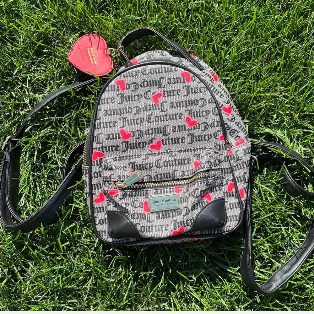 *Juicy Couture Mini Heart Pattern Backpack – Trendy & Chic!*